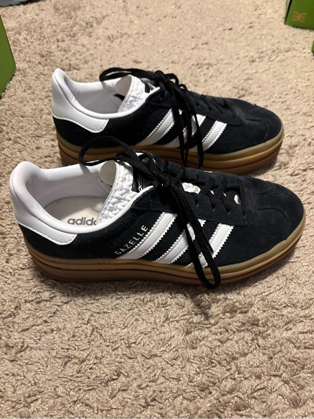 adidas Black Suede Sneakers with White Stripes - Picture 2 of 3